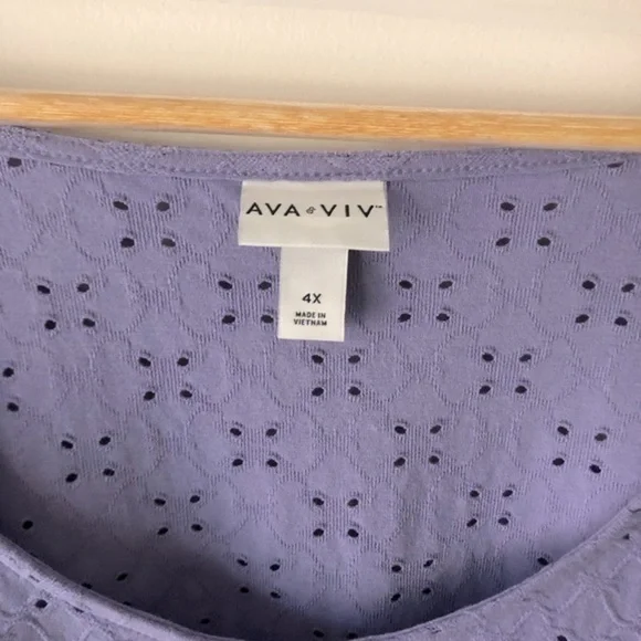Ava & Viv Puff Sleeve Eyelet Knit Blouse | 4X - Picture 6 of 7